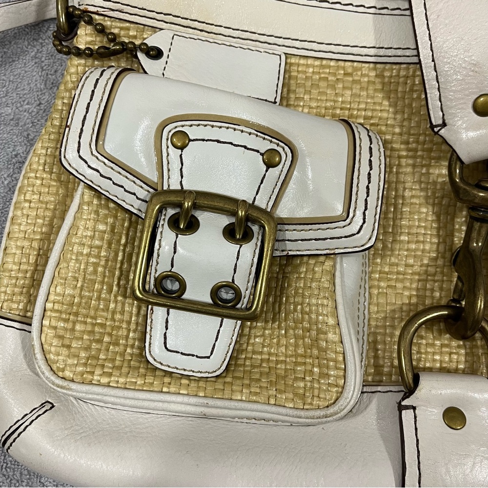 COACH Legacy M05k-105 Natural Straw Leather purse Shoulder bag Brass Read - Picture 2 of 13